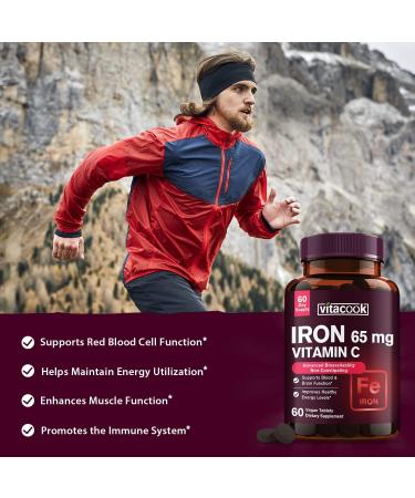 Vitacook High Potency Iron Supplement with Vitamin C - Vegan Iron for Energy, Muscle & Immune Support - 60 Count - Buy Online on GoSupps.com