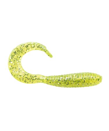 Bobby Garland Hyper Grub Curly-Tail Swim-Bait Crappie Fishing Lure, 2 Inches, Pack of 18 Chartreuse Silver