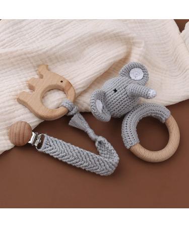 Buy Tian-K 3-Piece Beech Wood Baby Bite Rings & Animal Rattles - Eco-Friendly Infant Toy Set - Buy Online on GoSupps.com