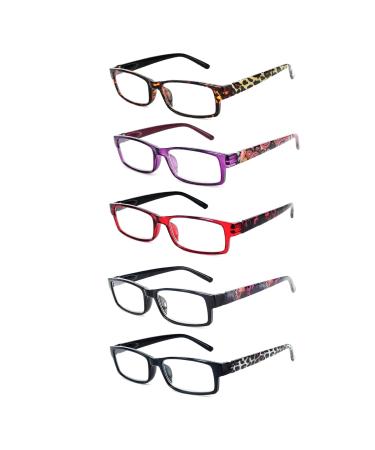 Reader Republic 5 Pack of Women's Reading Glasses Comfort Spring Hinge and Scratch Resistant Lens (Contemporary) Contemporary 1.5 x
