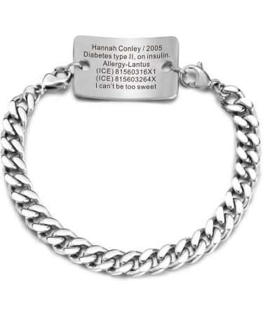 Custom Medical Alert Bracelets for Men - Free Engraving Personalize Your Emergency ID Jewelry | 7.5" Red Medical ID Awareness Bracelets - Buy Online on GoSupps.com