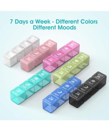 Restree Weekly Pill Organizer - 4 Times a Day Large 28 Compartment Moisture-Proof & Waterproof Medicine Box for Vitamins Fish Oil & Supplements - Black - Buy Online on GoSupps.com