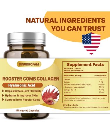 QIFEISHANKA Rooster Comb Collagen Natural Hyaluronic Acid Supplement for Joint Support Mobility & Skin Hydration 120mg 60 Capsule - Buy Online on GoSupps.com