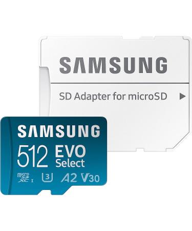 Samsung EVO Select 512GB Micro SD Memory Card + Adapter | 130MB/s | Full HD, 4K UHD, UHS-I, U3, A2, V30 | Expand Storage for Android, Tablets, Nintendo Switch - Buy Online on GoSupps.com