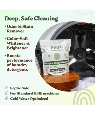 FEBU Enzyme Oxygen Laundry Booster 2lbs | Fragrance-Free Natural Stain Remover | Plant-Based Powder Detergent Booster | Safe for Clothes & Environment | Made in USA - Buy Online on GoSupps.com