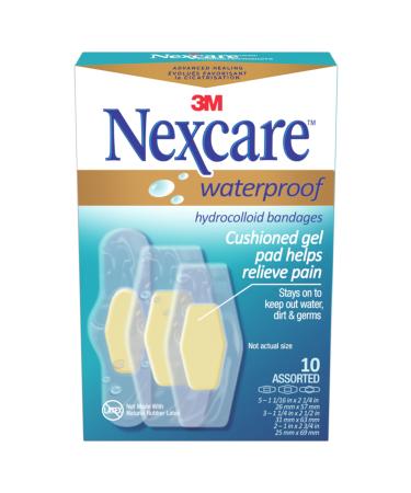 Nexcare Advanced Healing Waterproof Bandages AWB-10-CA Assorted Sizes 10/Pack