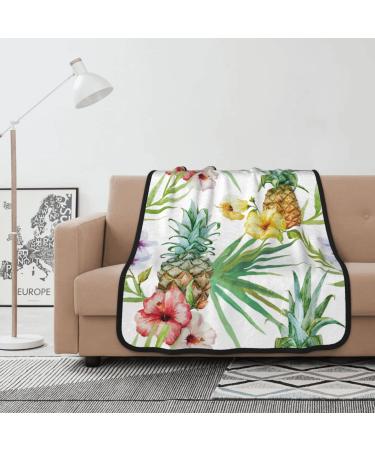 INVEES Tropical Pineapple Flannel Blankets for Bedroom Couch Travel Bedroom 40" x 50" Tropical Pineapple One Size