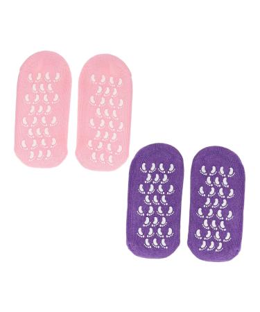 minkissy 2 Pairs Gel Socks Cracked Heel Repair Moisturizing Socks for Foot Care Foot Spa Sock Heel Socks for Dry Cracked Feet Comfortable Socks Miss Vegetable Gel Facial Mask Household 22x10x1cm