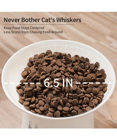 Extra Wide Ceramic Raised Cat Bowls - Set of 2 White - Elevated Porcelain Pet Food and Water Dishes for Big Cats and Small Dogs - Buy Online on GoSupps.com