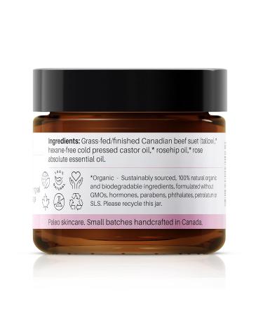 Organic Rose Balm Tallow Cream Natural Moisturizer for Face & Body | Sensitive Skin | Lipidology 60ml - Buy Online on GoSupps.com