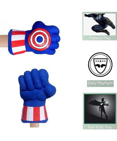 Incredible HOK Superhero Gauntlet Smash Hands Fists Plush Gloves Pair - Green Captain Am Blue Costume - Buy Online on GoSupps.com