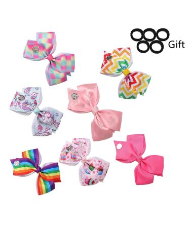 7pc JOJO Siwa Hair Bow Set for Girls | Large Grosgrain Ribbon Barrettes with Heart Emblem - Toddler Accessories - Buy Online on GoSupps.com