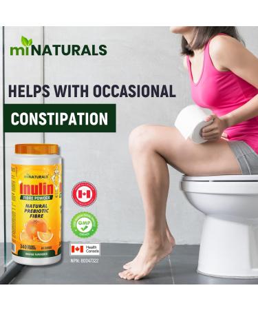 miNATURALS Pure Inulin Fiber Powder - Natural Prebiotic Fibre Supplement (340g - 81 Doses) - Orange Flavoured - Buy Online on GoSupps.com