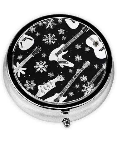 Shop Guitar Pattern Round Pill Box - 3 Compartment Mini Portable Travel Medicine Organizer - Buy Online on GoSupps.com