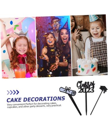 KOMBIUDA 30pcs 2023 graduation cake insert grad cake toppers graduation cupcake toppers graduation cake picks 2023 graduation party supplies cat cupcake toppers plastic paper cup graduate 7.6X4CM Black - Buy Online on GoSupps.com