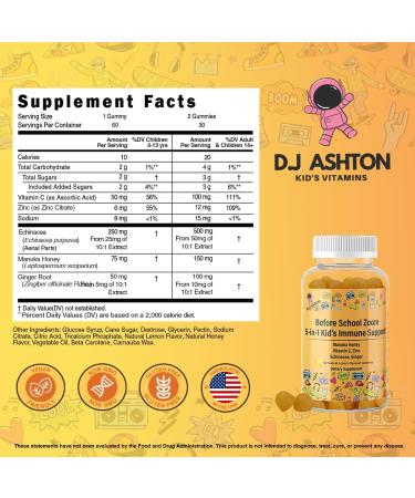 Generic 5-in-1 Kid's Immune Support Gummy Manuka Honey Vitamin C Zinc Echinacea Ginger Gummy Supplement Essential Immune Support Gummies for Daily Use Natural Citrus Flavored - 60 Count - Buy Online on GoSupps.com