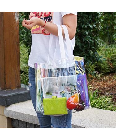 Clear Tote Bag 2-Pack - Stadium Approved Hologram Bags for Sports Games, Work, Travel - 12x12x6 - Buy Online on GoSupps.com