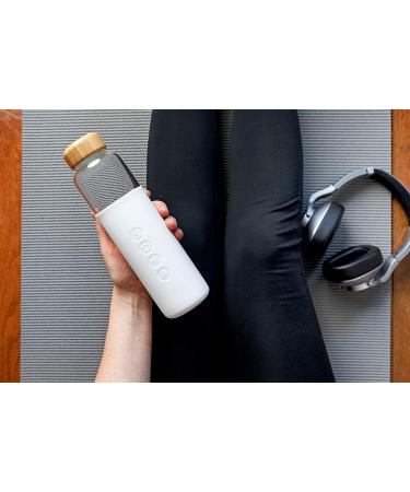 Soma Glass Water Bottle 17oz - BPA-Free, White with Silicone Sleeve - Buy Online on GoSupps.com