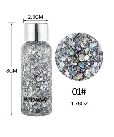 Shop Body Glitter Gel for Festivals | Sparkling White & Silver Sequins - Long-Lasting Liquid Face & Hair Makeup - Buy Online on GoSupps.com
