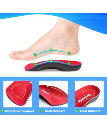 Kelaide 3/4 Orthotic Inserts for Plantar Fasciitis - Arch Support Insoles for Flat Feet Heel Pain Relief Metatarsalgia & Morton s Neuroma | Red Men 7-8 / Women 8-9 - Buy Online on GoSupps.com