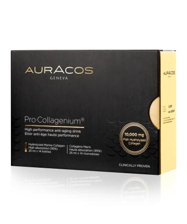 Pro Collagenium Anti-Aging 14 Vials of 25 ml | Super Concentrated Marine Collagen at 10 000mg | Smooth & Toned Skin Delayed Signs of Aging | Auracos