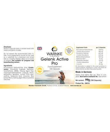 WARNKE VITAL SUBSTANCES Probed capsule high dosage with glucasamine chonroitine & Hyaluronic acid 100 capsule Warnke Vitals German pharmacists qualitia - Buy Online on GoSupps.com