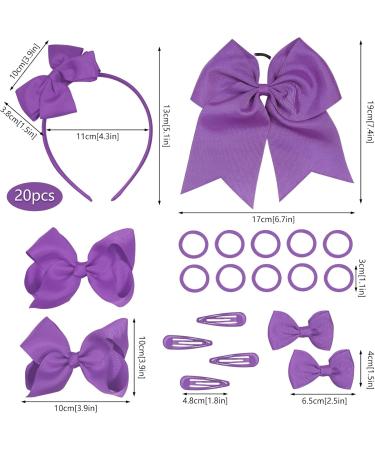 Bekecidi 20 Pieces Bow Hair Accessories Set Bow Hair Tie Hairpin Bow Hair Clips Rubber Band Bow Headband Hair Styling Decoration Accessories for Girls and Kids (Purple) - Buy Online on GoSupps.com