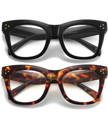 Cat-Eye Reading Glasses for Women - Blue Light Blocking & Magnifying Readers in Black & Tortoise (2.0x) - Shop Internationally - Buy Online on GoSupps.com