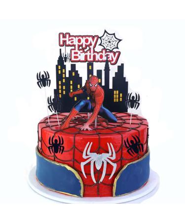 HTRY SuperHero Spiderman Cake Topper for Kids Birthday Spiderman Theme Cake Decorations