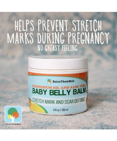 Natural Belly Balm for Pregnancy | Magnesium Oil Aloe Vera Jojoba Lavender & Beeswax | 4 fl oz - Soothing & Nourishing - Buy Online on GoSupps.com