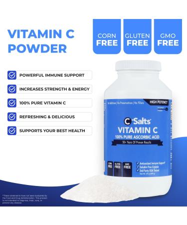 C-Salts Ascorbic Acid Powder 1000mg - Pure Vitamin C Supplement for Immune Support and Antioxidant Defense - 100% Pure with No Additives cGMP Certified Non-GMO 24oz 24 Ounce (Pack of 1) - Buy Online on GoSupps.com