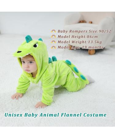 Doladola Baby Dinosaur Hooded Onesie | 12-18 Months | Emerald Green Pajamas Romper - Buy Online on GoSupps.com