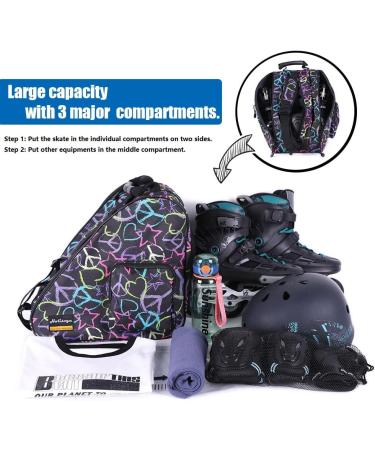 Holisogn Ice Figure & Roller Skate Bag - Premium Fashionable Bag for Kids, Teens, and Adults (Peace & Love Black HLS002) - Buy Online on GoSupps.com