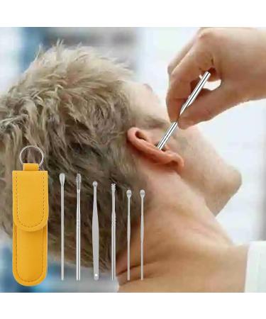 Stainless Steel Ear Cleaner - Ear Pick Earwax Removal Kit | Ear Cleaning Tool Set with Storage Case Reusable Ear Curette Wax Removal Set for Family Shakven Yellow - Buy Online on GoSupps.com