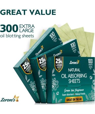 Green Tea Blotting Paper for Oily Skin - 300 Sheets - Makeup Friendly - Easy Dispensing - Pack of 3 - Buy Online on GoSupps.com