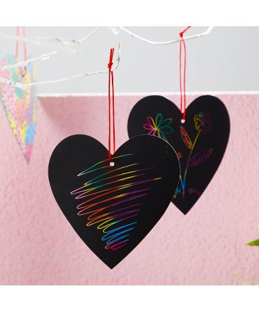 JOYIN 36 Packs Valentines Day Gifts Cards for Kids Magic Color Scratch Heart Rainbow Scratch Paper Heart Art Valentine Crafts & Art for Kids Classroom Exchange Create Rainbow Scratch Art Without Ink - Buy Online on GoSupps.com