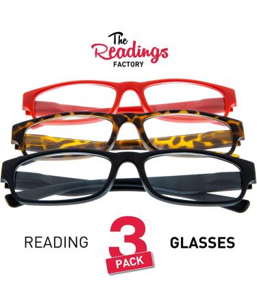 Trevi Executive Reading Glasses Pack - 3 Stylish Pairs for Men & Women - Prescription & Non-Prescription Options - 3 Colors & 4 Gradations - Buy Online on GoSupps.com