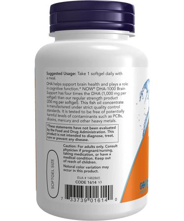 Now Foods DHA-1000 Extra Strength 1000 mg Brain Support - 90 Softgels - Buy Online on GoSupps.com
