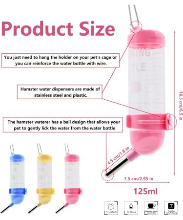 Hamster Water Drinking Dispenser 3 Pcs 125ml Plastic Hanging Small Animal Water Bottles Automatic Water Feeder for Hamster Rabbit Guinea Pig Rat Gerbil - Buy Online on GoSupps.com