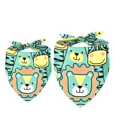 Dog hollow lion zebra tiger triangle for small medium -sized and large dogs and cats pet sake triangular cloth bib 2 pieces multi -colored 20