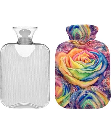 NAANLE Hot Water Bottle with Cover - Watercolor Rainbow Roses 1L for Pain Relief & Heat Therapy | Transparent Design - Buy Online on GoSupps.com
