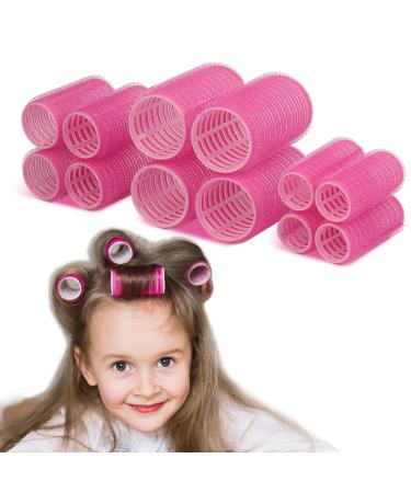 Hair Rollers for Short Hair, 12Pcs Small Rollers Hair Curlers for Short Medium Long Fine Thin Hair Self Grip No Heat 3 Sizes(12pcs,Rose Red) 12 Piece Assortment - Buy Online on GoSupps.com