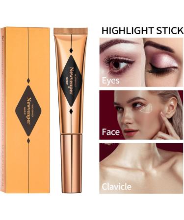 Highlighter Beauty Wand with Cushion Applicator Liquid Highlighter with Shimmer Finish Long Lasting Smooth Lightweight Highlighter Stick Face Illuminator Makeup Stick Gold 05# 5#highlight - Buy Online on GoSupps.com