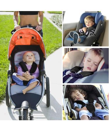 Universal Baby Seat Belt Shoulder Pad Set - 3 Soft Covers for Car Seats & Strollers - Safety Belt Pillows for Newborns - Black - Buy Online on GoSupps.com