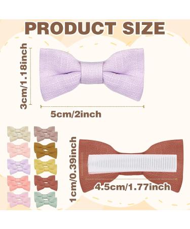 20Pcs Handmade Baby Hair Clips - Anti-Skid Crocodile Clips with Cotton Linen Bows for Girls | Toddler & Kids Hair Accessories in 10 Color Pairs - Buy Online on GoSupps.com