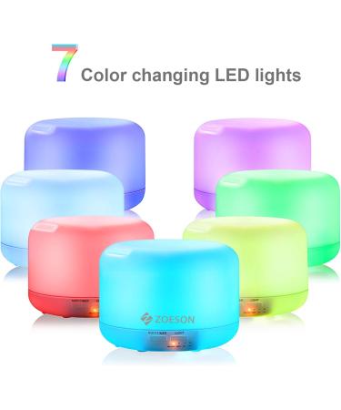 Zoeson 500ml Aromatherapy Diffuser - BPA-Free Essential Oil Ultrasonic Humidifier with 7 LED Colors for Bedroom | International Shipping - Buy Online on GoSupps.com