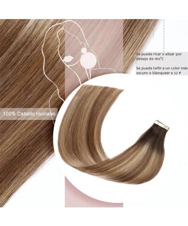 Hotlulana Tape In Extensions - Real Hair 16 (#2/6/18 Chestnut Brown to Light Brown Mix Light Blonde) - 40PCS 80G Invisible Skin Weft - Buy Online on GoSupps.com