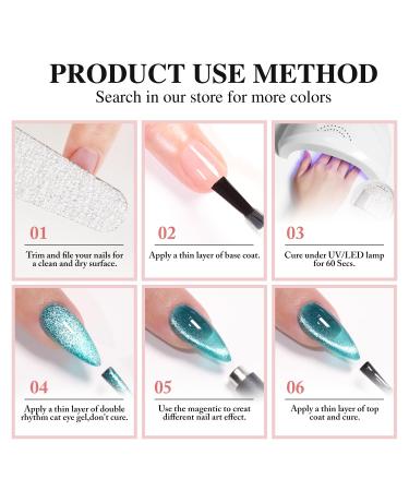 Double Rhythm 0.5 OZ Cat Eye Gel Polish - Holographic Glitter Magnetic Nail Polish (15ML) | DIY Salon at Home - Silver - Buy Online on GoSupps.com