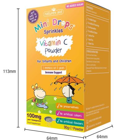 Natures Aid Mini Drops Vitamin C Powder for Infants & Children - 90g - Buy Online on GoSupps.com