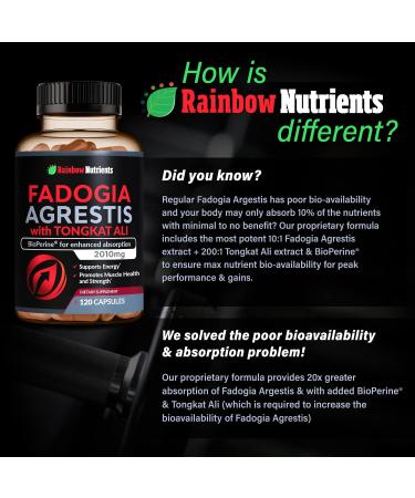 Fadogia Agrestis & Tongkat Ali Supplement - 15 000mg Fadogia + 100 000mg Tongkat Ali + BioPerine - Boost Stamina Strength & Muscle Health - Non-GMO Made in USA - 120 Capsules - Buy Online on GoSupps.com